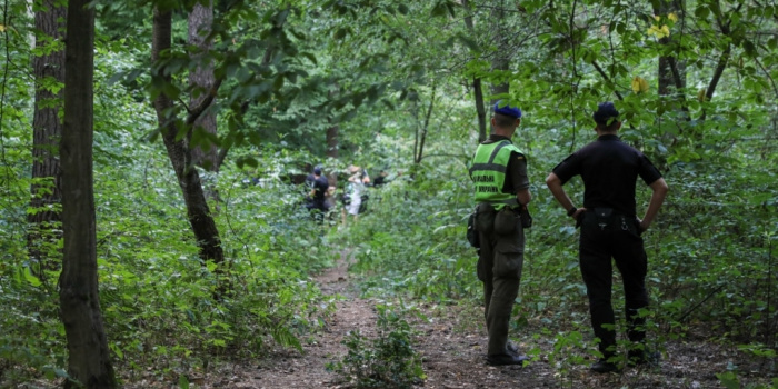 Криміналісти в Святошинському лісі Києва, де знайшли повішеним Віталія Шишова, фото - Радіо Свобода