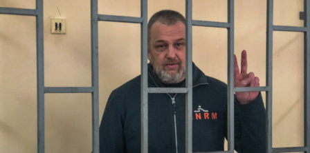 Vladyslav Yesypenko in Crimean "Supreme Court," May 26, 2022. Photo by Graty