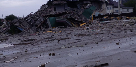 Aftermath of the shelling in Svatove. Photo: Serjiy Haidai's Facebook page