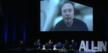 Musk at the All-In Summit, screenshot from the livestream