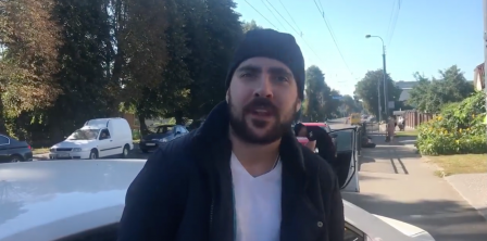 Andriy Buzynarsky, charged of death threats to journalist Inna Biletska. Screenshot from a video by Inna Biletska